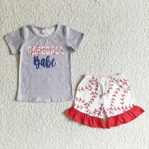 Promotional Baseball Babe Girls Shorts Sets