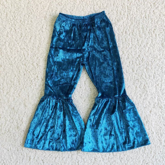 Blue Girls Velvet Pants