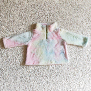 Tie Dye Kids Pullover Plush Coat