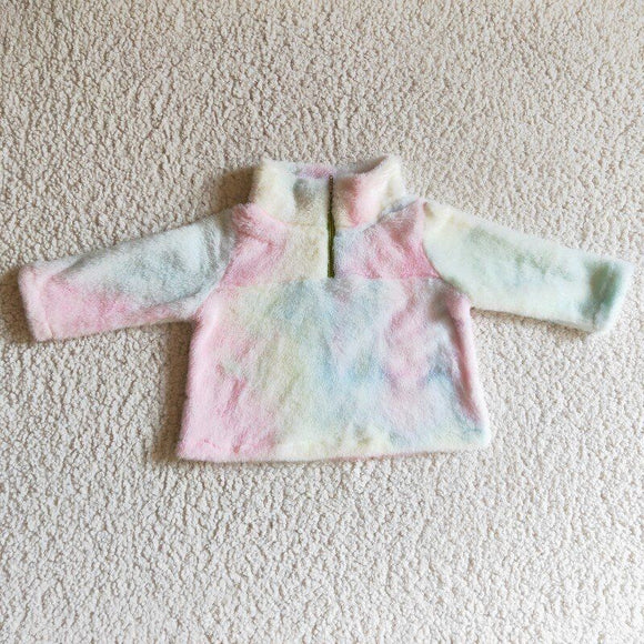 Tie Dye Kids Pullover Plush Coat