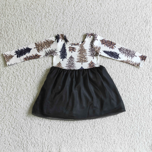 Promotional Trees Black Gauze White Girls Christmas Dress