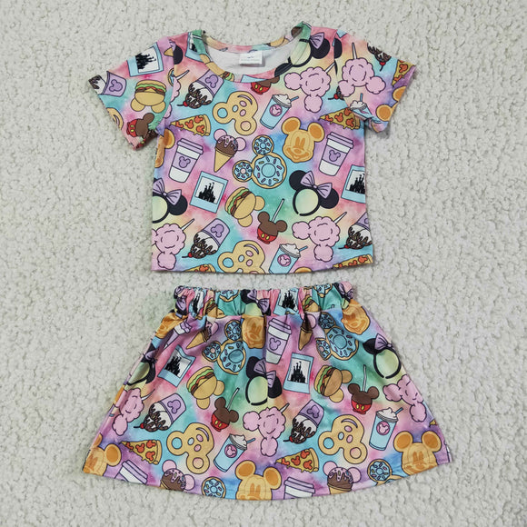 Promotional Cartoon Hot Pink Girls Skirt Sets