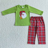 Santa Red Plaid Green Boys Christmas Outfits