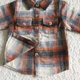 Orange Beige Plaid Shirt Boys Long Sleeve Top