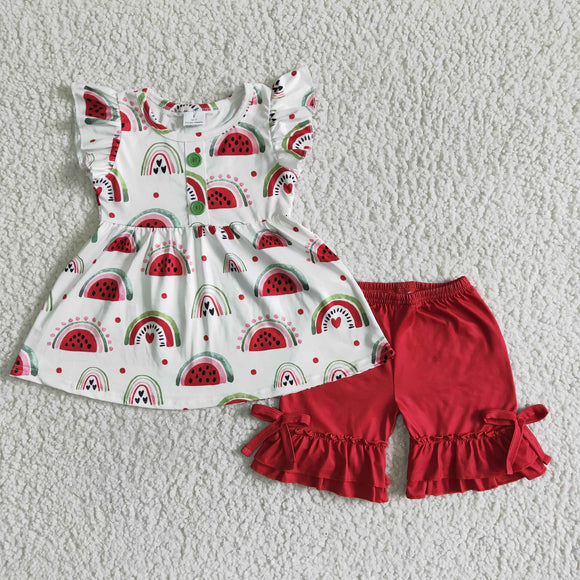 Promotional Watermelon Rainbow Girls Shorts Sets