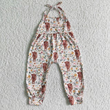 Cow Floral Off White Summer Girls Jumpsuit