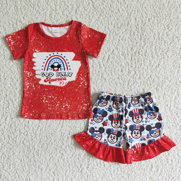 Promotional God Bless American Cartoon Girls 4th of July Outfits