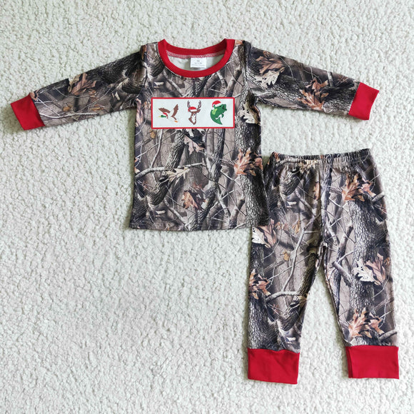 Promotional Jungle Hunting Leaves Camo Brown Boys Christmas Pajamas