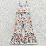 Floral White Girls Jumpsuit