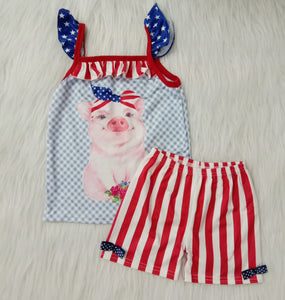 Summer Girls 4th of July Stripe Sets