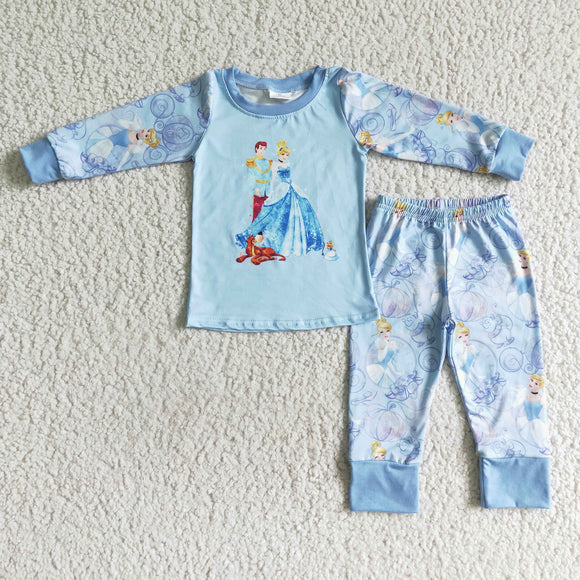 Promotional Cartoon Prince Princess Blue Long Sleeve Pajamas