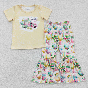 Promotional Light Yellow Eggs Girls Easter Outfits