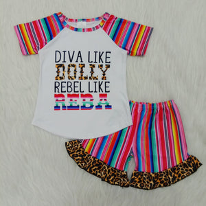 Colorful Stripes Girls Shorts Sets