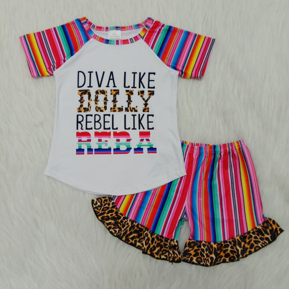 Colorful Stripes Girls Shorts Sets
