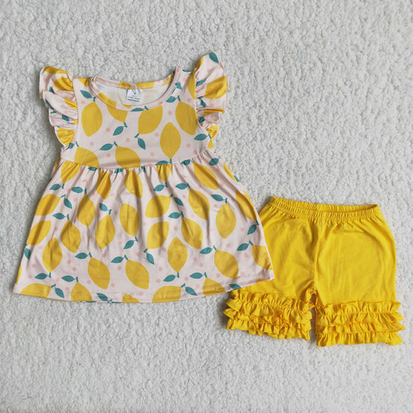 Promotional Lemon Yellow Girls Shorts Sets
