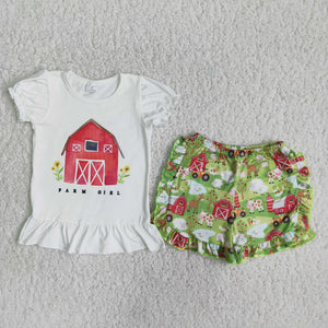 Promotional Farm Barn Girls Shorts Sets