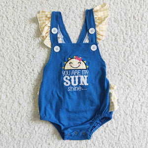 You are my sunshine Embroidery Girls Summer Romper