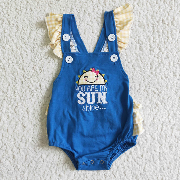 You are my sunshine Embroidery Girls Summer Romper