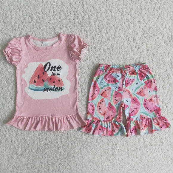 Watermelon Pink Girls Shorts Sets