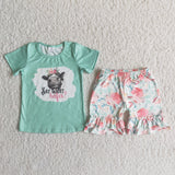Promotional Floral Heifer Girls Shorts Sets