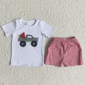 Promotional Watermelon White Red Boys Shorts Sets