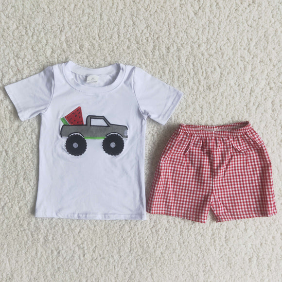 Promotional Watermelon White Red Boys Shorts Sets