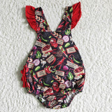 Crawfish Vegetable Black Red Girls Summer Romper