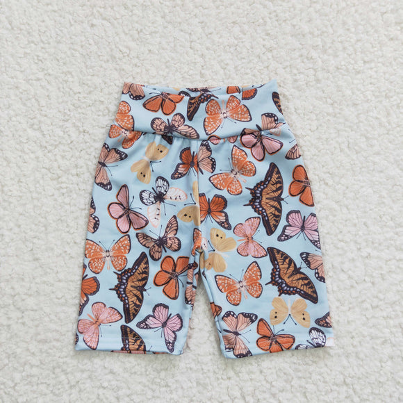 Butterfly Sky Blue Girls Cycling Shorts