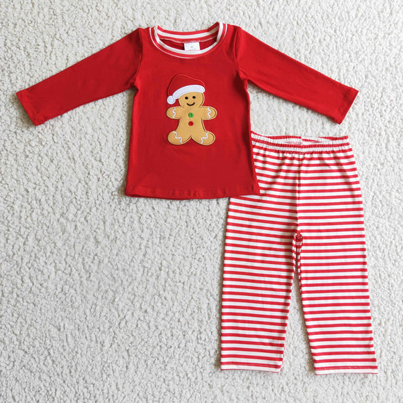 Gingerbread Red Stripe Boys Christmas Outfits