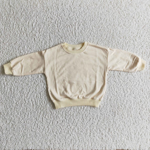 Solid Beige Girls Long Sleeve Top