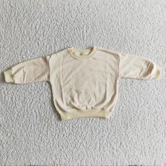Solid Beige Girls Long Sleeve Top