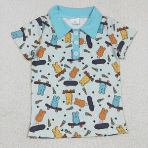 Bunny Carrot Sky Blue Boys Easter Top