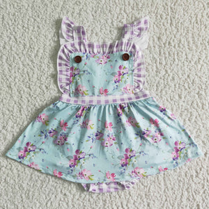 Baby Girls Floral Plaid Summer Romper