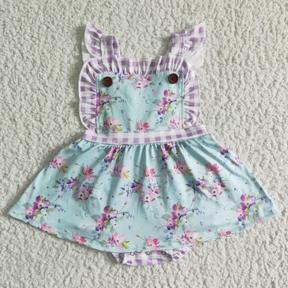 Baby Girls Floral Plaid Summer Romper