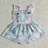 Baby Girls Floral Plaid Summer Romper
