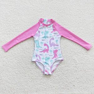 Dinosaur Pink Girls Swimsuits