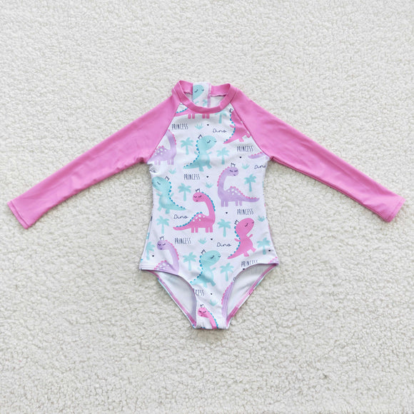 Dinosaur Pink Girls Swimsuits