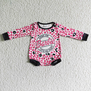 Cartoon Dolls Let's go party Hot Pink Girls Fall Romper
