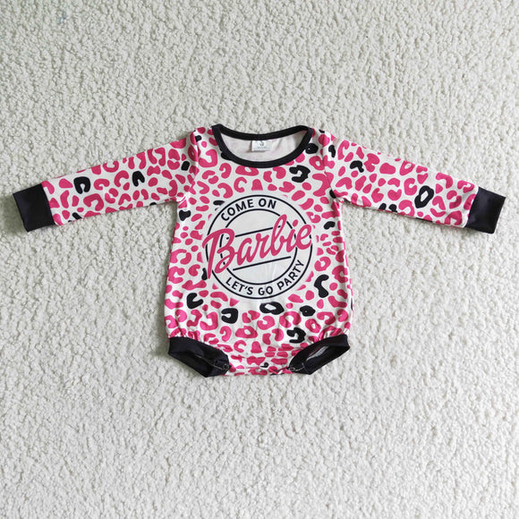 Cartoon Dolls Let's go party Hot Pink Girls Fall Romper