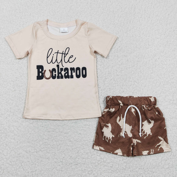 Little Buckaroo Beige Boys Shorts Sets