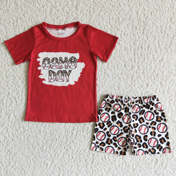 Game Day Baseball Red Boys Shorts Sets