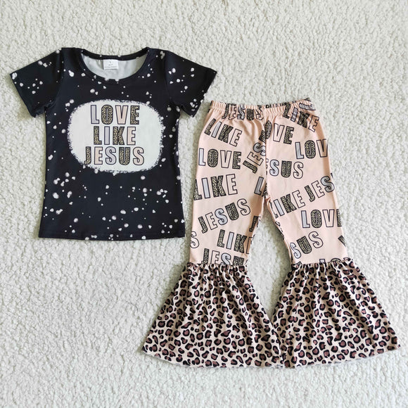 Promotional Love Like Jesus Girls Short Sleeve+Trousers Sets