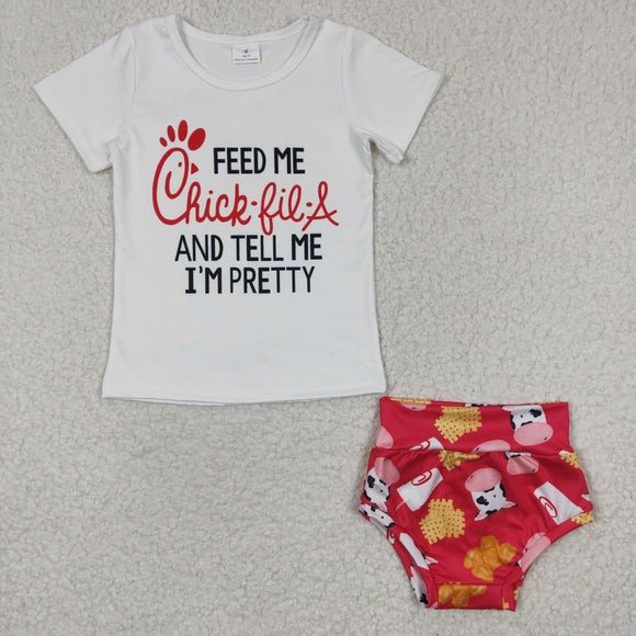 Food Chick Letters White Bummies Sets