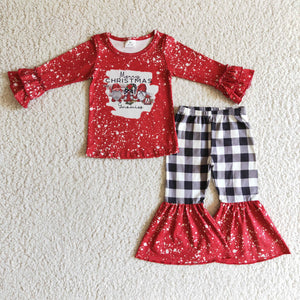 Santa Plaid Red Girls Christmas Outfits