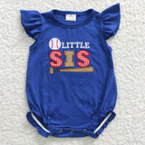 Little Sis Baseball Blue Girls Summer Romper