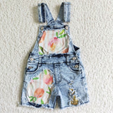 Kids Peach Jeans Suspender Shorts