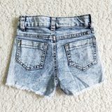 Cow Print Girls Jeans Denim Shorts