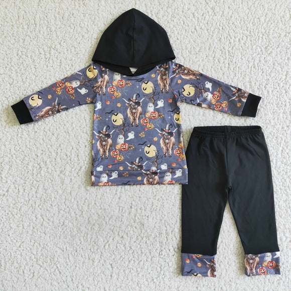 Promotional Magic Cow Pumpkin Hoodie Sets Boys Halloween Outfits