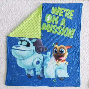 Cartoon Dogs Print Green Blue Blankets