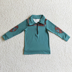 Aztec Green Polo Boys Long Sleeve Top